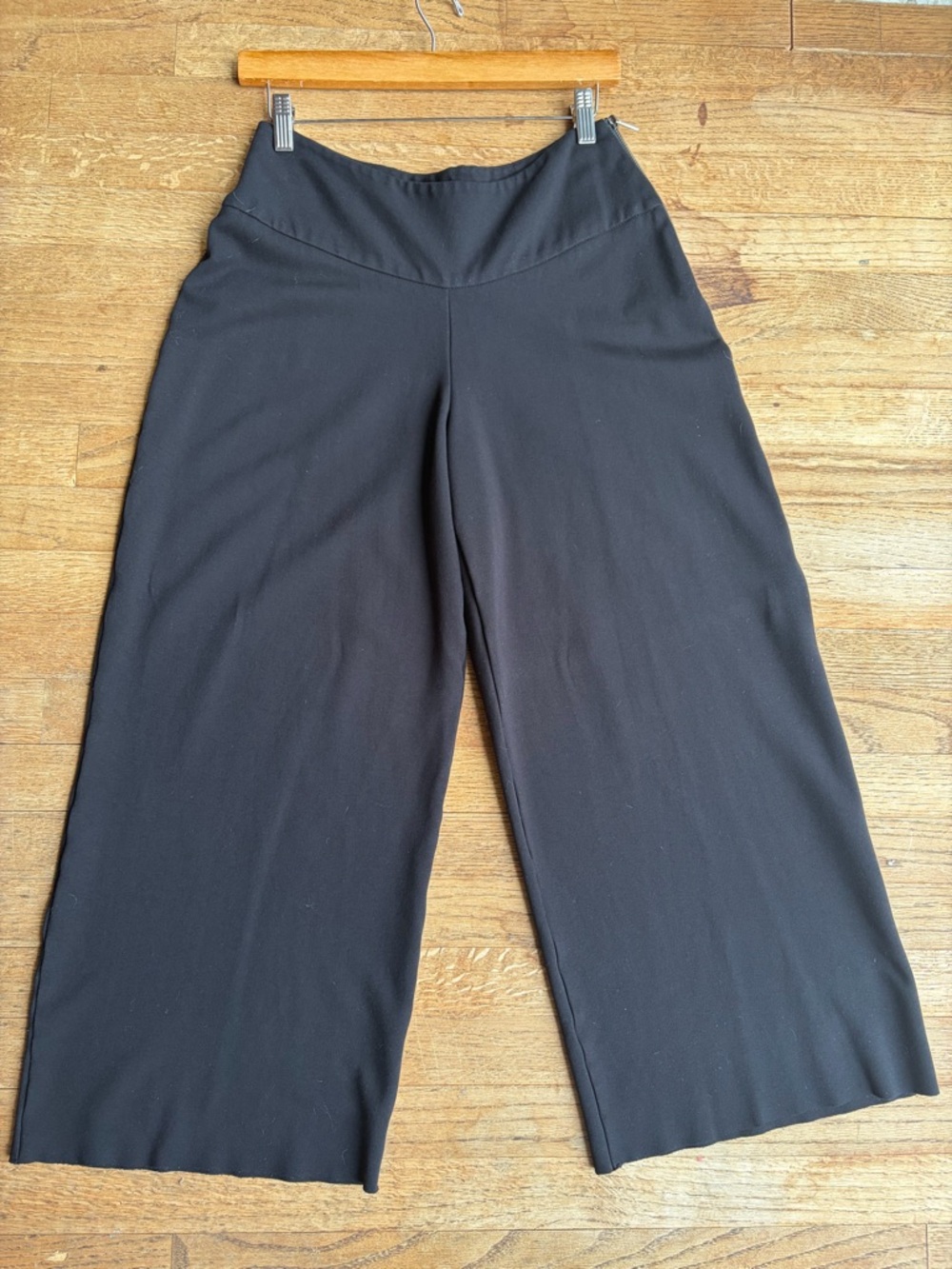 LK Bennett Black Wide-Leg Wide- Waist Cropped, Viscose Trousers